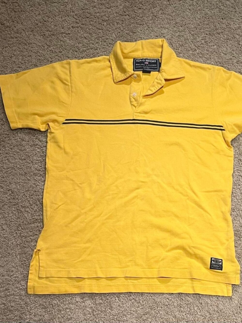 Polo Sport Ralph Lauren yellow polo shirt with black horizontal stripe